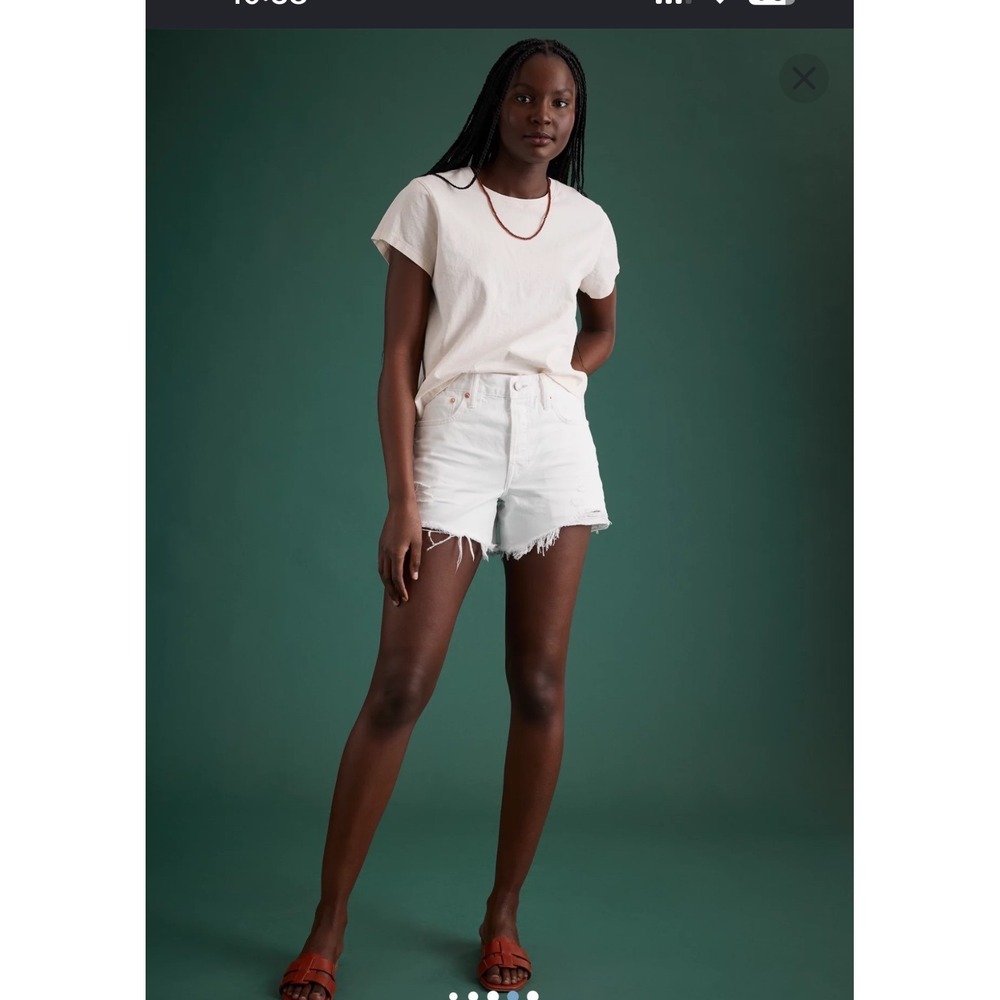 AE77 High Rise White Selvedge Denim Cutoff Shorts Beach Vibes Vacation Size 00